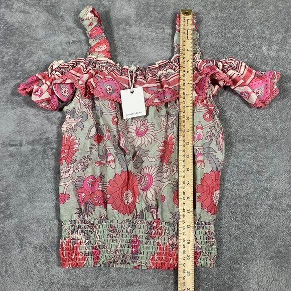 Jennifer Grace NWT Women’s Gray Pink Boho Off Shoulder Floral Top Size Small - Picture 7 of 9